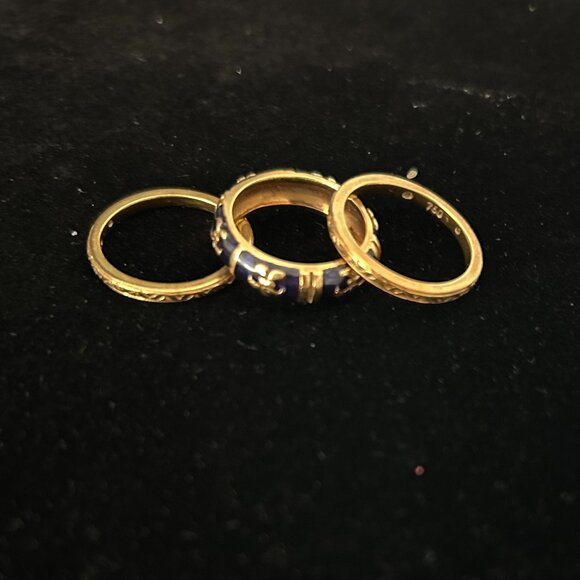 Rare! Hidalgo Women's 18K Gold and Enamel Ring Set - Picture 3 of 7